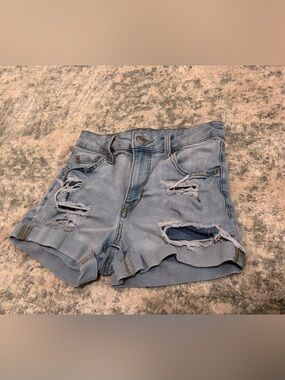 Aeropostale Light Wash Ripped Denim Shorts